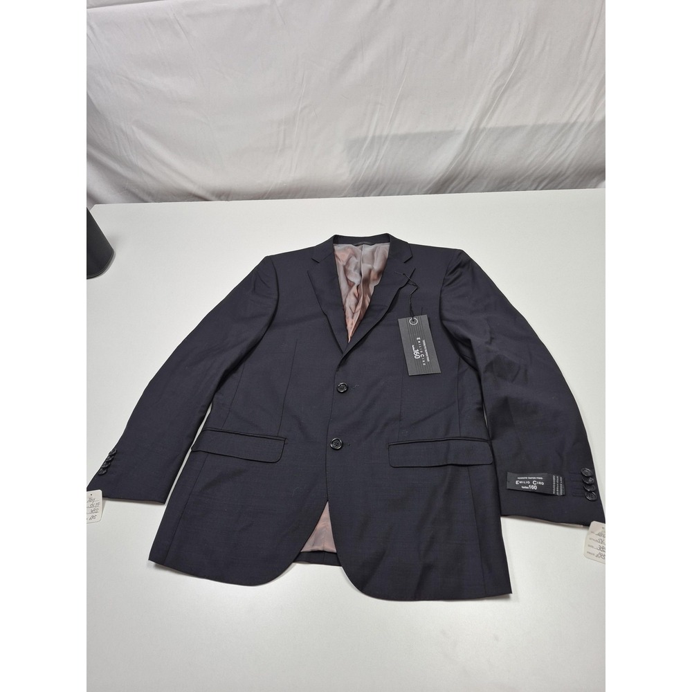 Emilio Ciro Suit Jacket Mens 38 Short Navy Blue Wool Turbo 160 Blazer FLAW